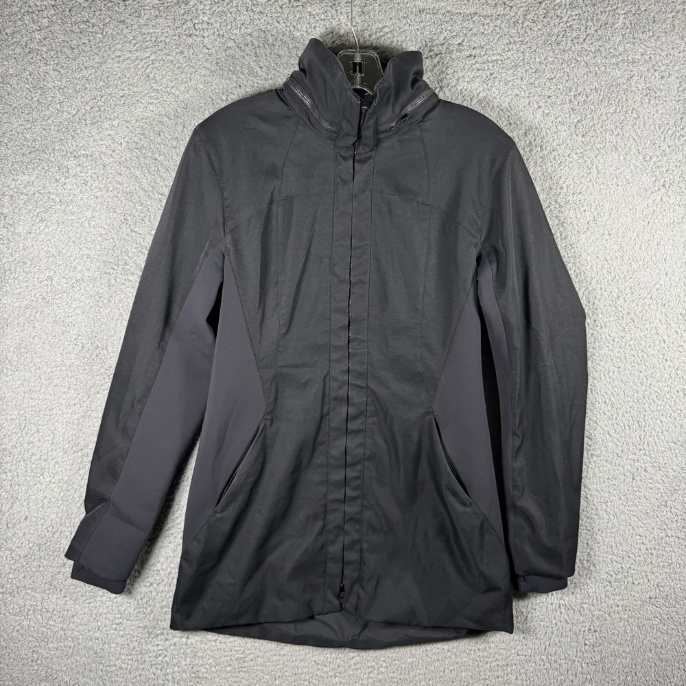 Lululemon Athletica Black Technical Full Zip Jacket Packable Hood Size 10 LW1ANS
